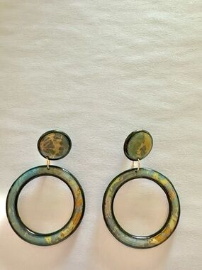 Blue and Gold Hoop Earrings
